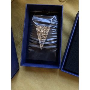 NEW in box Swarovski bronze crystal silver triangle pendant dagger necklace punk